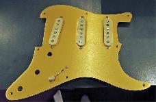 Fender Strat pickup set  op Fender 8-hole ‘50s Vint Strat Pickguard Gold Anodized